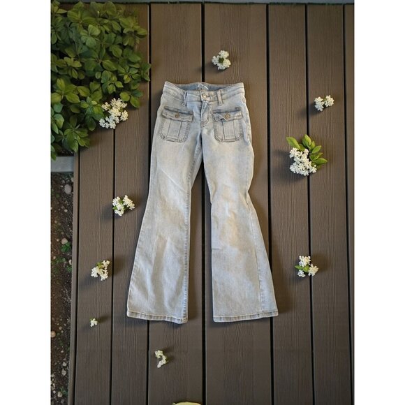 ART CLASS Girls Light Wash Flare Denim Jeans Size 12 - Picture 1 of 9